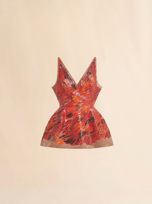 Red hand-painted duchesse corset dress - Dresses