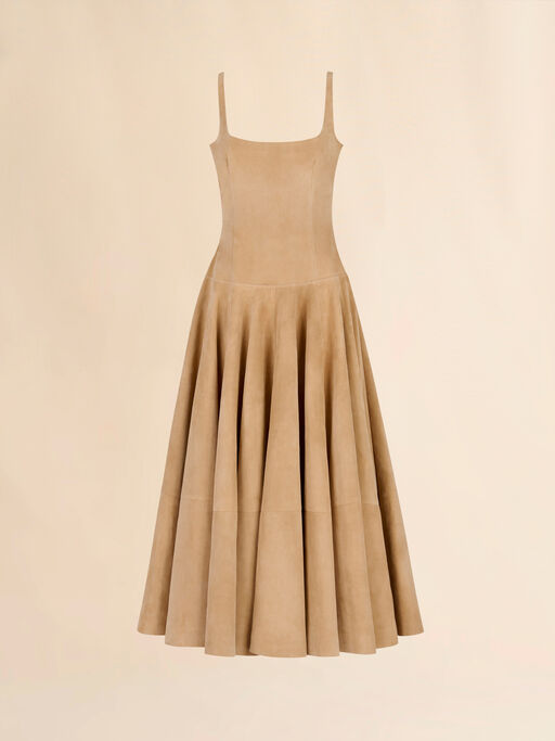 Camel suede bustier dress - Dresses