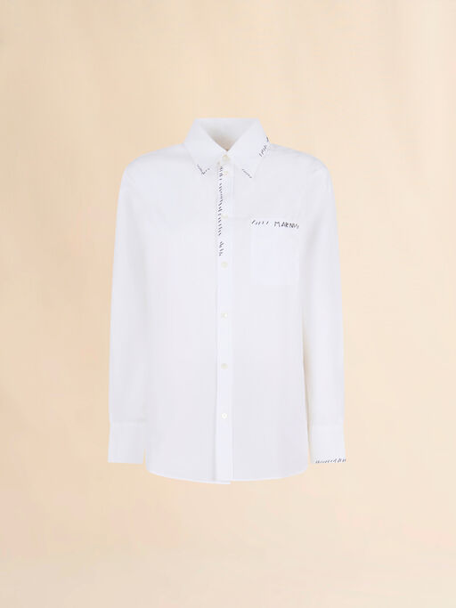 White organic poplin shirt with Marni Mending - Shirts
