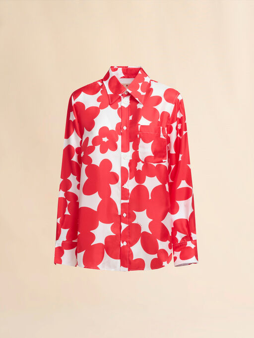 Silk shirt with red and white Dillies print - Shirts