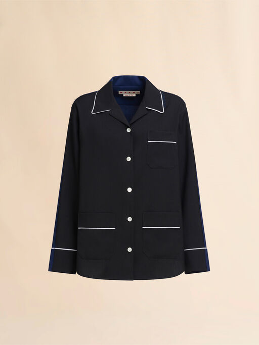 Black wool pyjama shirt with contrasting back - Shirts