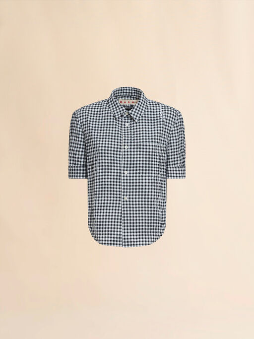 Black and white seersucker checked shirt - Shirts