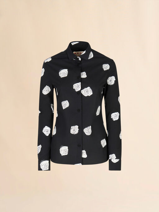 Black stretch poplin shirt with Andromeda print - Shirts