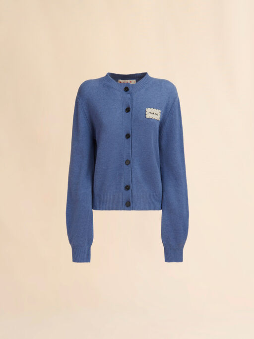 Blue cashmere cardigan with Marni patch - Pullovers