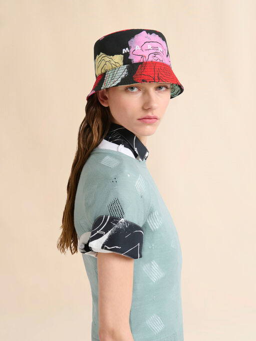 Black cotton bucket hat with Orion print - Hats
