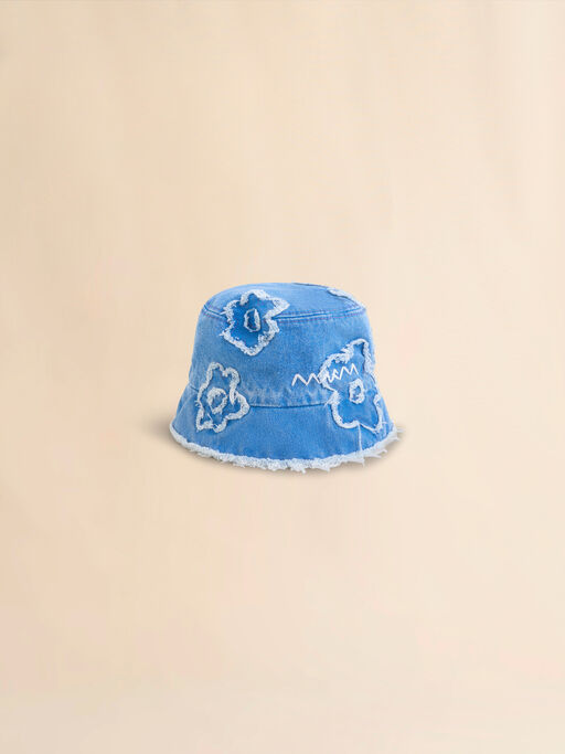 Light blue denim bucket hat with Dillies patch details - Hats