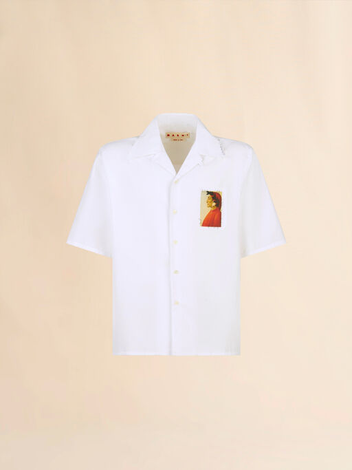 White poplin bowling shirt with Dante patch - Shirts