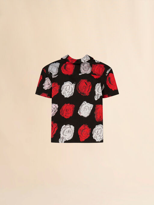 Black poplin bowling shirt with Mercury print - Shirts