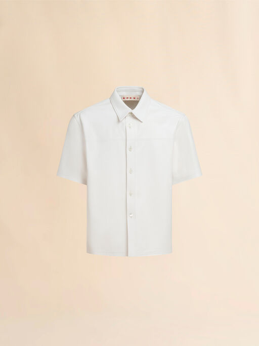 Short sleeved shirt in white nappa - Shirts