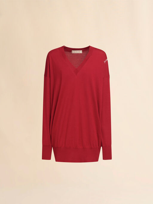 Oversize silk and wool blend jumper with Marni Symbol - Pullovers