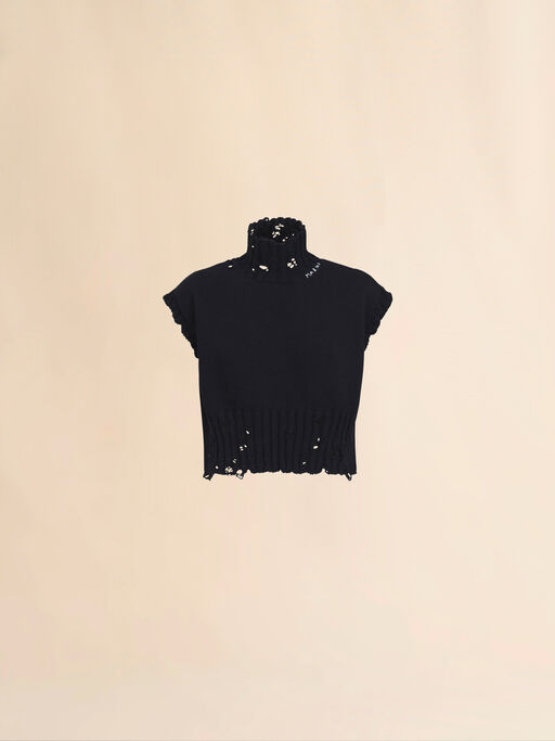 Black cotton cropped vest - Pullovers