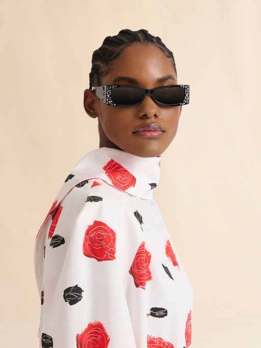 Black acetate Zokoa sunglasses with rhinestones - Optical