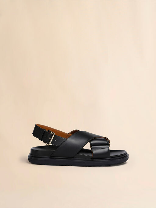 Black leather Fussbett - Sandals