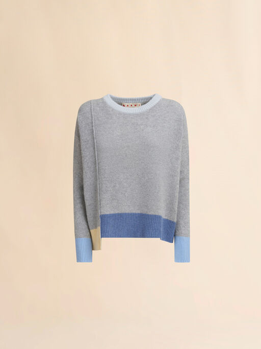 Grey colour-block cashmere jumper - Pullovers