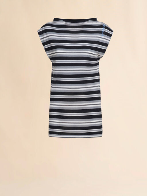 Sleeveless striped knitted top with contrasting back panel - Pullovers