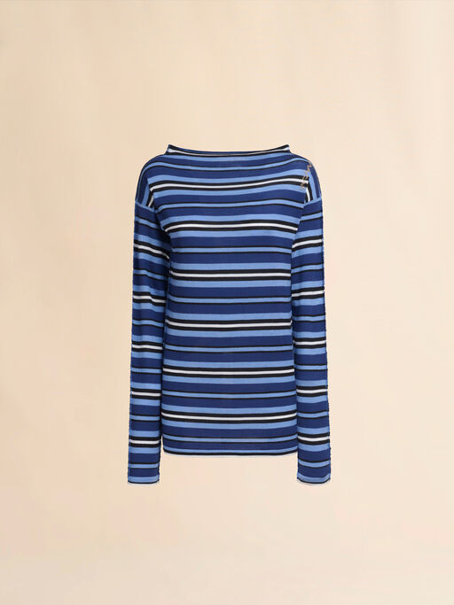 Striped knitted top with contrasting back panel - Pullovers