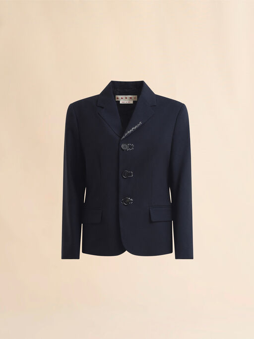 Deep blue tropical wool Baby jacket with Marni Mending - Jackets