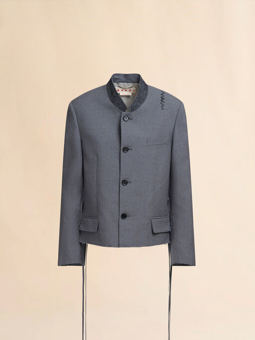 Grey jacket with Mandarin collar and Marni Symbol - Jackets