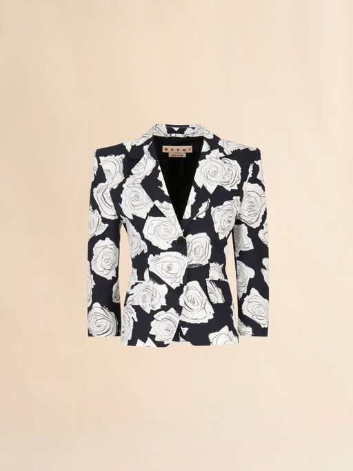 Black poplin Baby jacket with Aurora print - Jackets