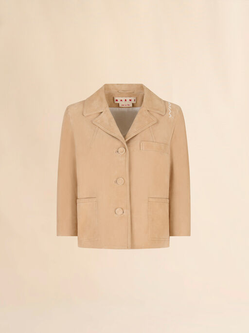 Camel suede boxy jacket - Jackets