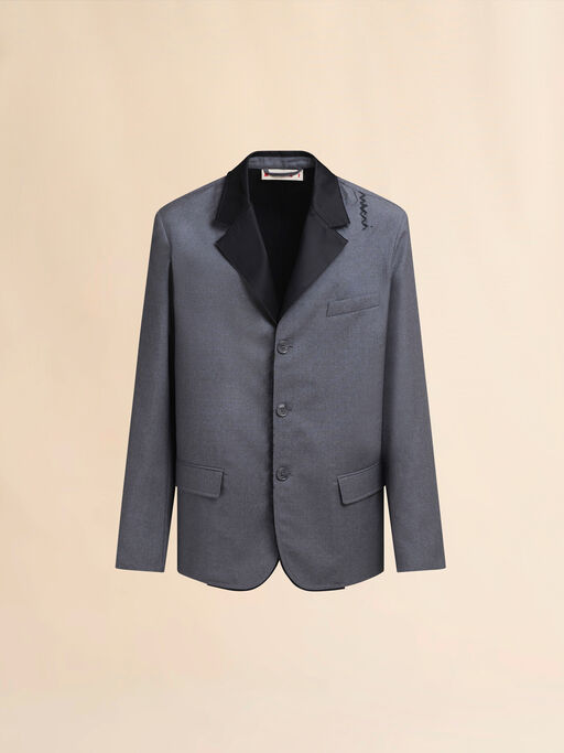 Grey single breasted wool jacket with Marni Symbol - Jackets