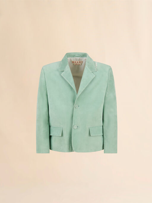 Green suede boxy jacket - Jackets
