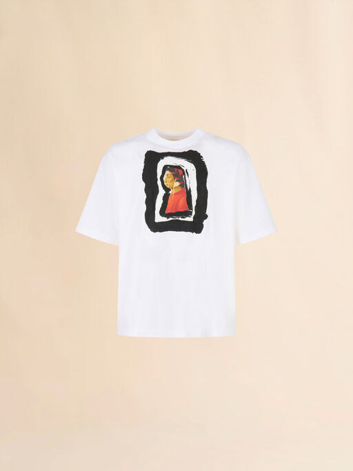 White cotton T-shirt with Dante print - Shirts