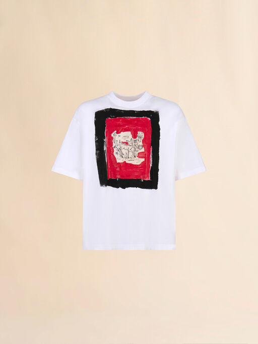 White cotton T-shirt with fawn print - Shirts