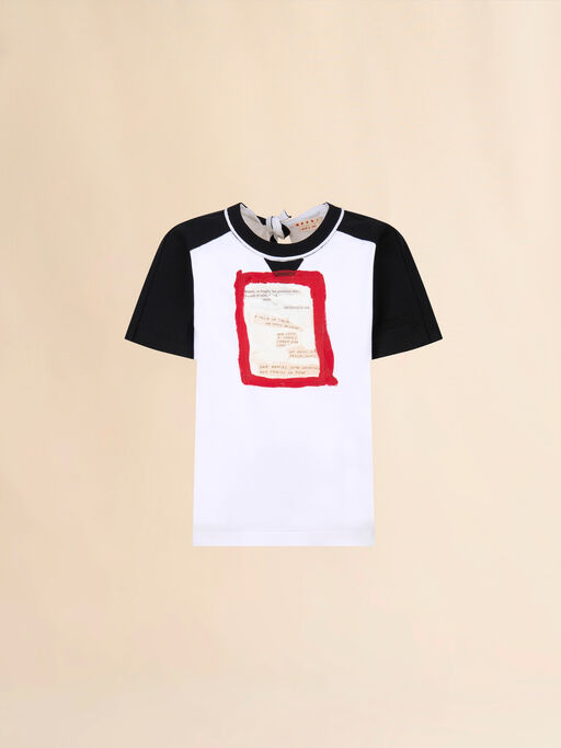 White cotton open-back T-shirt with printed quotes - Shirts