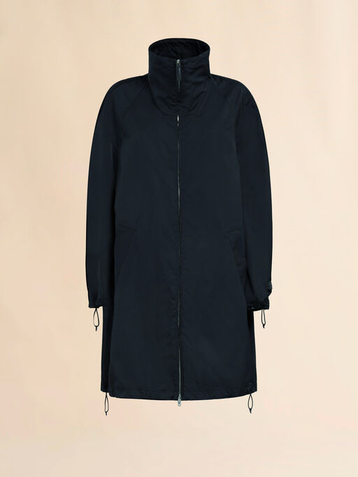 Black gathered taffeta parka - Jackets