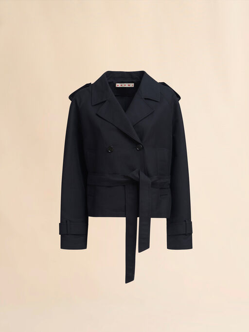Short black cotton trench with Marni Symbol - Jackets