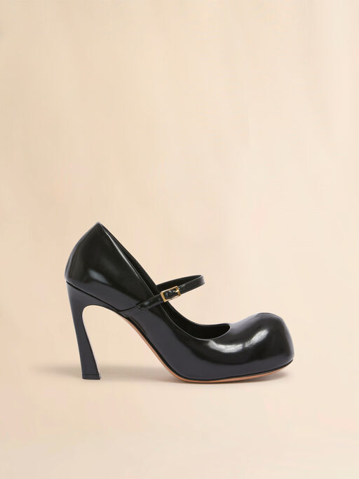 Black leather New Wave Mary Jane pump - Mocassin
