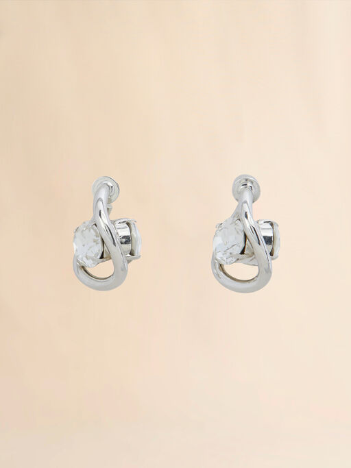 Twisted hoop earrings with rhinestone details - Earrings