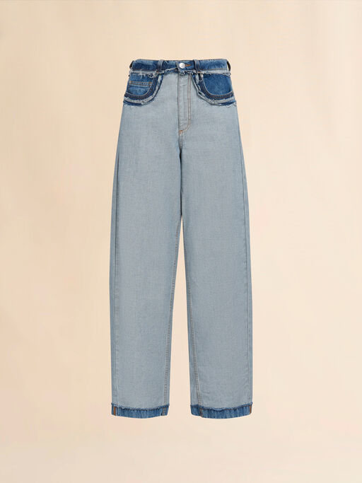 Blue inside-out denim carrot-fit jeans - Pants