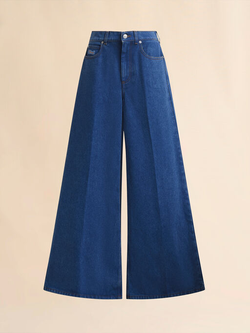 Blue organic denim wide-leg jeans - Pants