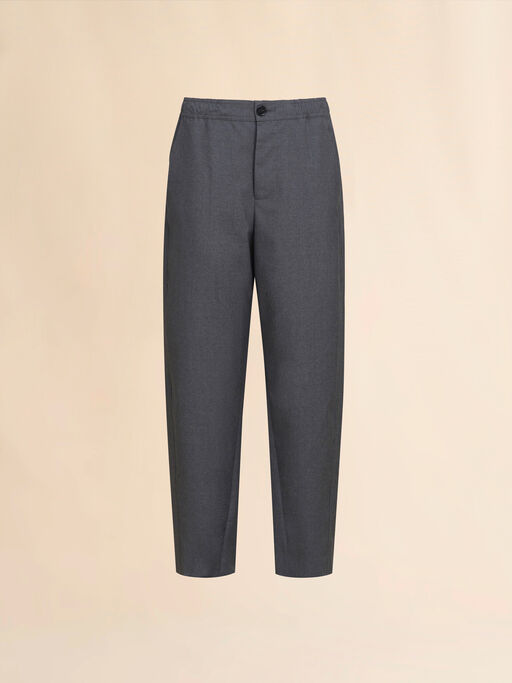 Straight gray wool trousers with Marni Symbol - Pants