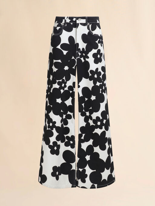 Cotton trousers with black and white Dillies print - Pants
