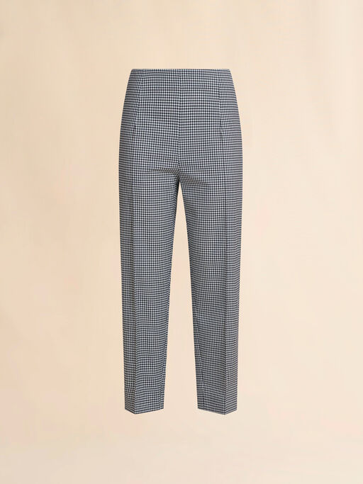 Black and white checked wool blend trousers - Pants