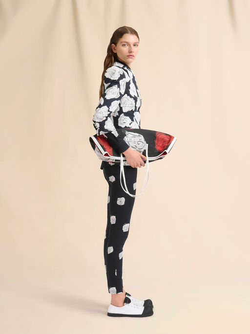 Black stretch poplin trousers with Andromeda print - Pants