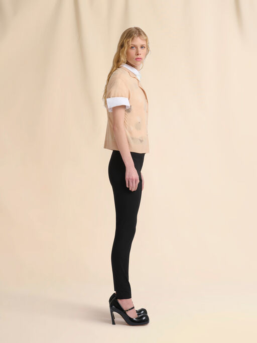 Black stretch poplin trousers with Marni Symbol - Pants