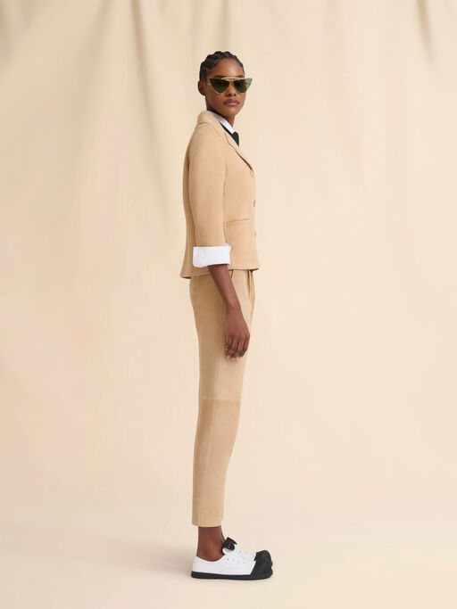 Camel suede Capri trousers - Pants
