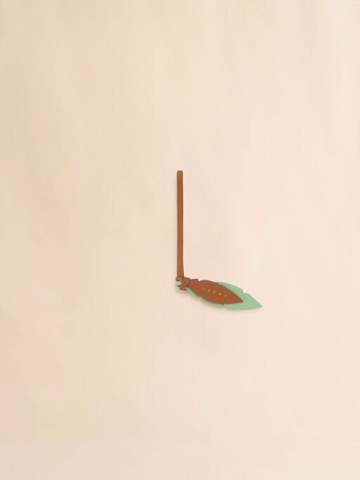 Green and brown printed feather charm - Key Rings