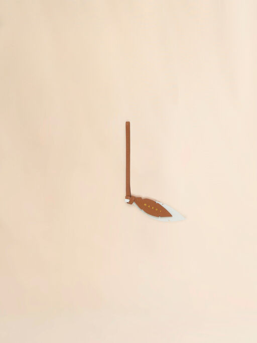 White and brown printed feather charm - Key Rings