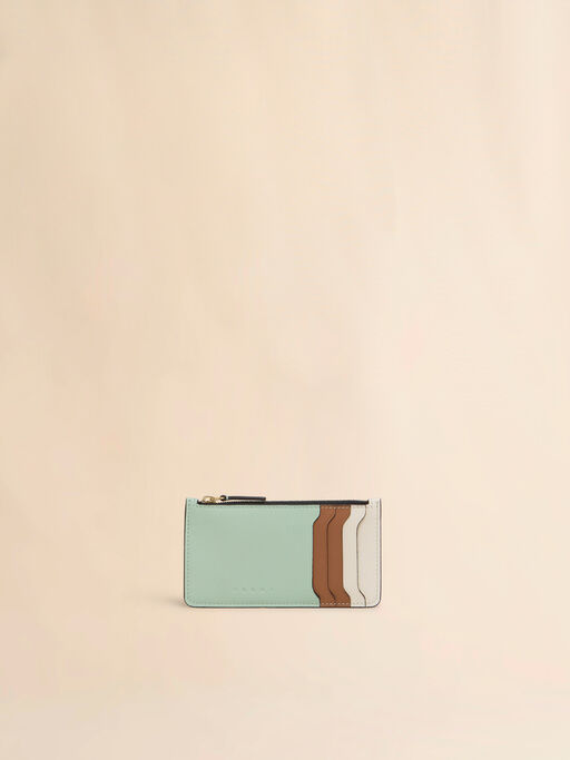 Green cream and brown leather Trunkaroo cardholder - Wallets