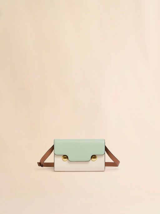Green cream and brown leather Trunkaroo clutch - Pochettes