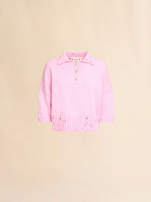 Pink cotton polo shirt with Marni Symbol - Shirts