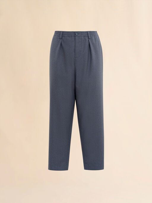 Grey tropical wool trousers with drawstring waist - Pants