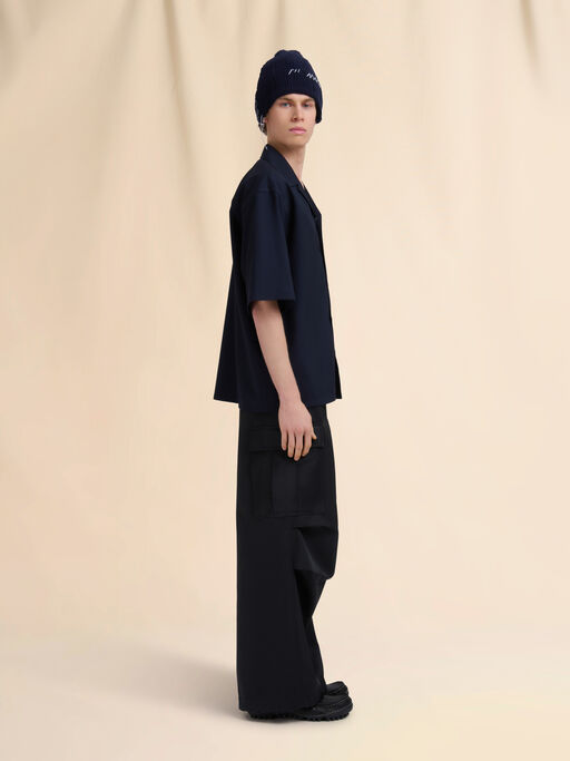 Black water-repellent taffeta cargo pants - Pants