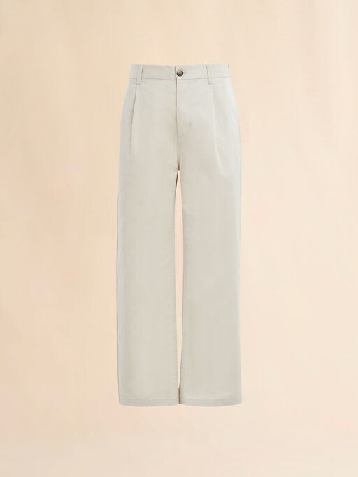 Straight leg ivory organic cotton trousers - Pants