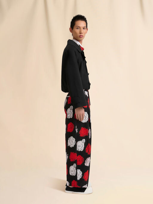 Black poplin trousers with Mercury print - Pants